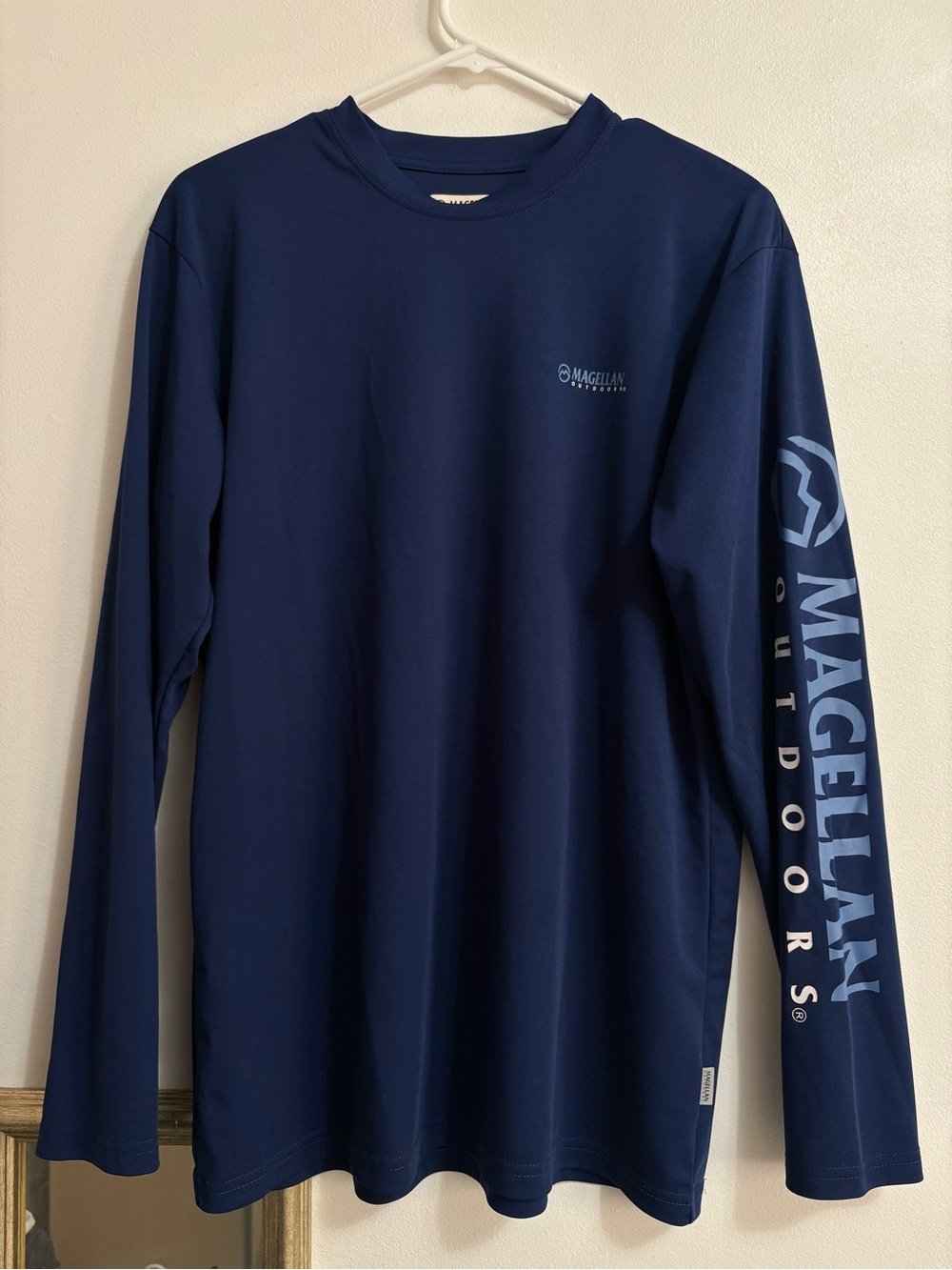 Magellan Outdoors Navy Long Sleeve Performance Tee with Sleeve Logo